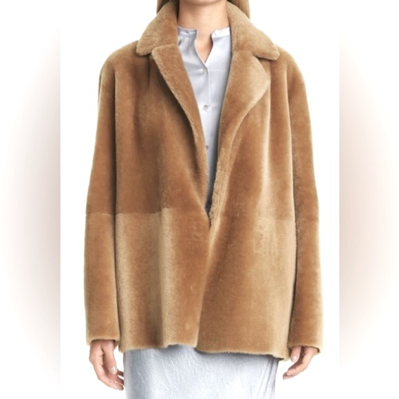 Vince Genuine Shearling Coat In Hazel